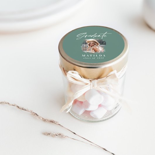 Modernes, grün geschriebenes Foto mit elegantem Ab Runder Aufkleber