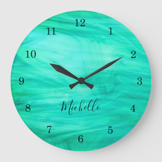 Modernes Grün Große Wanduhr (Vorderseite)