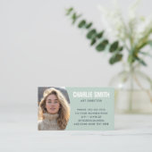 Modernes, grün-grünes Foto Visitenkarte (Stehend Vorderseite)