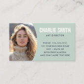 Modernes, grün-grünes Foto Visitenkarte (Vorderseite)