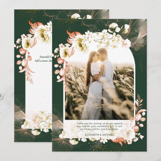 Modernes grün-korallenblaues FOTO DANKE (Vorne/Hinten)