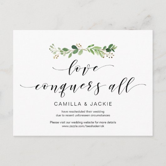 Modernes Grün, Liebe erobert alles, Aufschub Postkarte (Vorderseite)