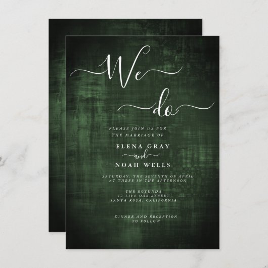 Modernes Grün machen wir Hochzeit Einladung (Vorne/Hinten)