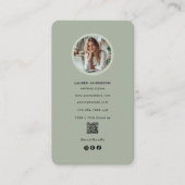 Modernes, grün Minimalistisches Foto und QR-Code Visitenkarte (Vorderseite)