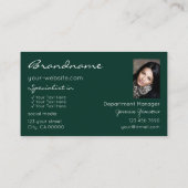 Modernes Grün mit Glitzer-Sternen-Logo und Foto Visitenkarte (Rückseite)