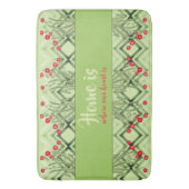 Modernes Grün mit roter Blüte Badematte (Vorderseite Vertikal)