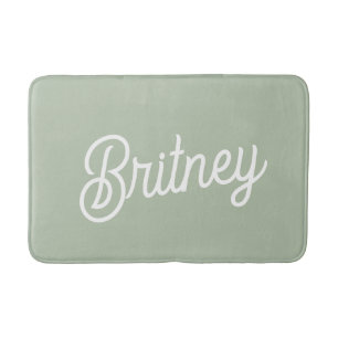 Modernes, grün Personalisiertes Monogramm und Name Badematte