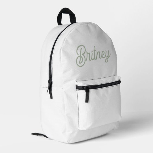 Modernes, grün Personalisiertes Monogramm und Name Bedruckter Rucksack (Rückseitige Ecke links)