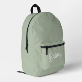 Modernes, grün Personalisiertes Monogramm und Name Bedruckter Rucksack