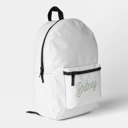 Modernes, grün Personalisiertes Monogramm und Name Bedruckter Rucksack (Rückseitige Ecke links)