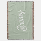 Modernes, grün Personalisiertes Monogramm und Name Decke (Vorderseite Vertikal)