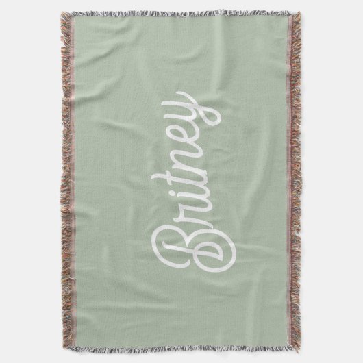 Modernes, grün Personalisiertes Monogramm und Name Decke (Vorderseite Vertikal)