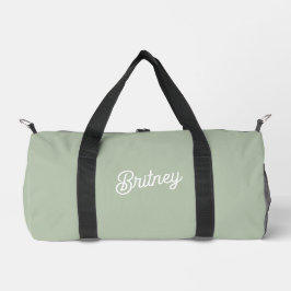 Modernes, grün Personalisiertes Monogramm und Name Duffle Bag