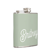 Modernes, grün Personalisiertes Monogramm und Name Flachmann (Rechts)