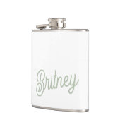 Modernes, grün Personalisiertes Monogramm und Name Flachmann (Links)