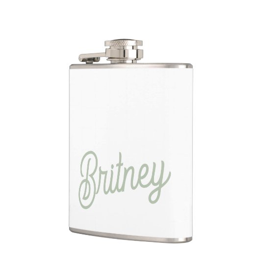 Modernes, grün Personalisiertes Monogramm und Name Flachmann (Links)