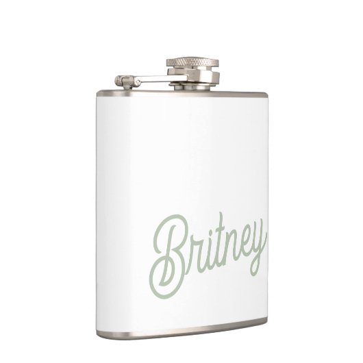 Modernes, grün Personalisiertes Monogramm und Name Flachmann (Rechts)