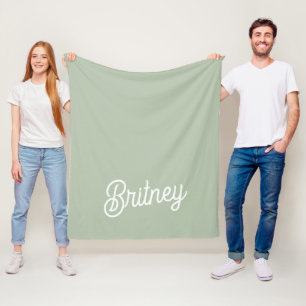 Modernes, grün Personalisiertes Monogramm und Name Fleecedecke