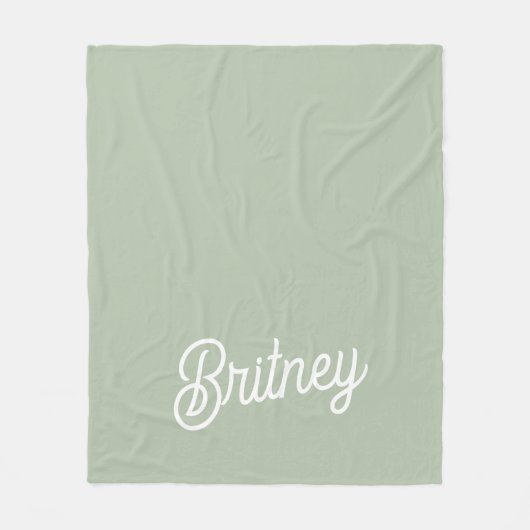 Modernes, grün Personalisiertes Monogramm und Name Fleecedecke (Vorderseite)