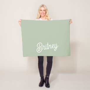 Modernes, grün Personalisiertes Monogramm und Name Fleecedecke
