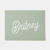 Modernes, grün Personalisiertes Monogramm und Name Fußmatte (Vorderseite)