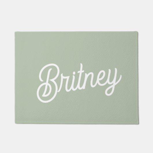 Modernes, grün Personalisiertes Monogramm und Name Fußmatte (Vorderseite)
