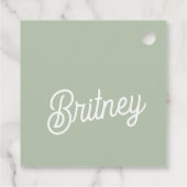 Modernes, grün Personalisiertes Monogramm und Name Geschenkanhänger (Rückseite)