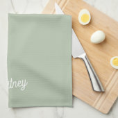 Modernes, grün Personalisiertes Monogramm und Name Geschirrtuch (Viertel Falte)