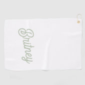 Modernes, grün Personalisiertes Monogramm und Name Golfhandtuch (Horizontal)