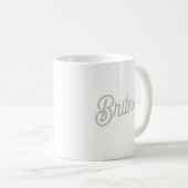 Modernes, grün Personalisiertes Monogramm und Name Kaffeetasse (VorderseiteRechts)