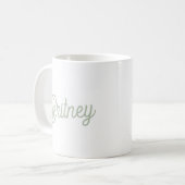 Modernes, grün Personalisiertes Monogramm und Name Kaffeetasse (Vorderseite Links)