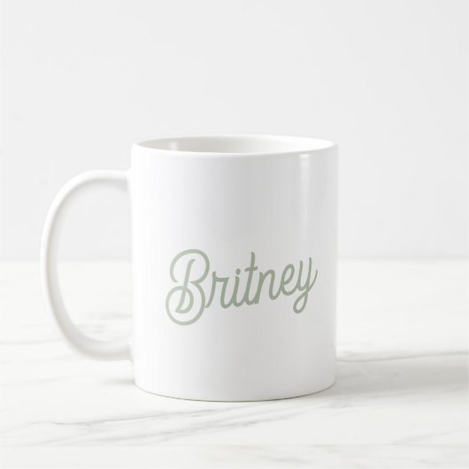 Modernes, grün Personalisiertes Monogramm und Name Kaffeetasse (Links)