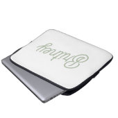 Modernes, grün Personalisiertes Monogramm und Name Laptopschutzhülle (Vorne Knopf)