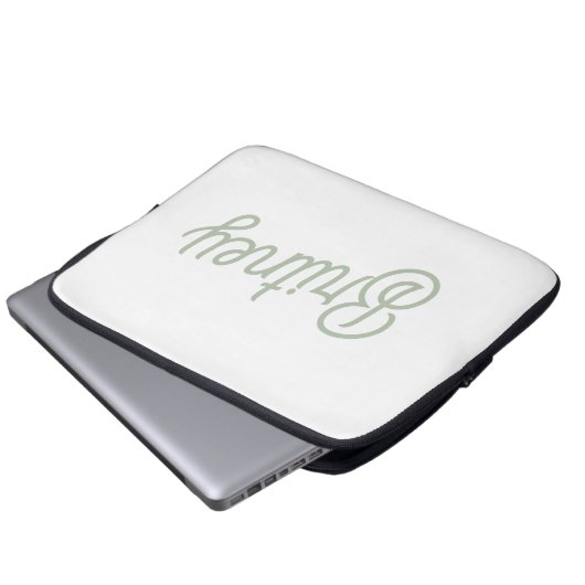 Modernes, grün Personalisiertes Monogramm und Name Laptopschutzhülle (Vorne Knopf)