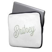 Modernes, grün Personalisiertes Monogramm und Name Laptopschutzhülle (Vorderseite Links)