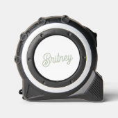 Modernes, grün Personalisiertes Monogramm und Name Maßband (Vorderseite)