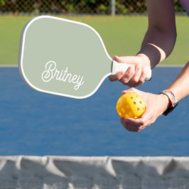 Modernes, grün Personalisiertes Monogramm und Name Pickleball Schläger