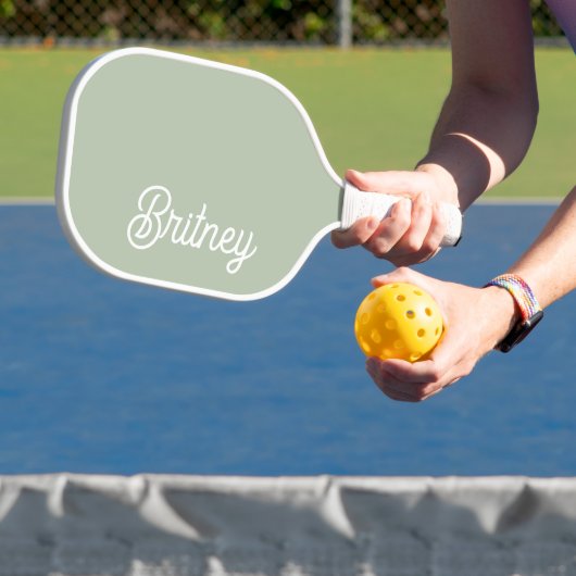 Modernes, grün Personalisiertes Monogramm und Name Pickleball Schläger (InSitu)