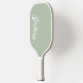 Modernes, grün Personalisiertes Monogramm und Name Pickleball Schläger (Links)