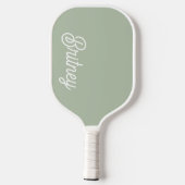 Modernes, grün Personalisiertes Monogramm und Name Pickleball Schläger (Rückseite)
