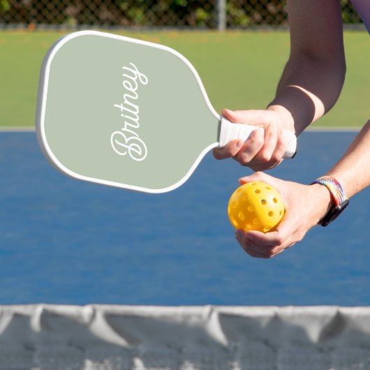 Modernes, grün Personalisiertes Monogramm und Name Pickleball Schläger (InSitu)