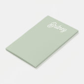 Modernes, grün Personalisiertes Monogramm und Name Post-it Klebezettel (angewinkelt)