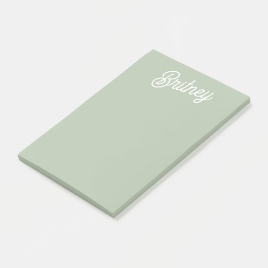 Modernes, grün Personalisiertes Monogramm und Name Post-it Klebezettel (angewinkelt)