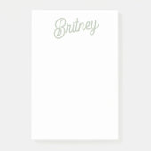 Modernes, grün Personalisiertes Monogramm und Name Post-it Klebezettel (Vorderseite)