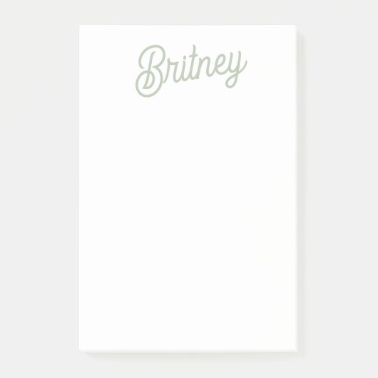 Modernes, grün Personalisiertes Monogramm und Name Post-it Klebezettel (Vorderseite)
