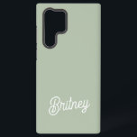 Modernes, grün Personalisiertes Monogramm und Name Samsung Galaxy Hülle<br><div class="desc">Das moderne Sage Green Personalisiert Monogram und der Name Samsung Galaxy S22 Ultra Case vereint Eleganz mit Schutz. Mit einem eleganten, grünen Farbton ist es mit Ihrem Monogramm und Namen versehen und bietet eine persönliche Touch, während Sie Ihr Handy sicher behalte. Der Gehäuse ist so konzipiert, dass Sie Ihr Gerät...</div>