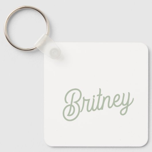 Modernes, grün Personalisiertes Monogramm und Name Schlüsselanhänger (Vorderseite)