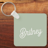 Modernes, grün Personalisiertes Monogramm und Name Schlüsselanhänger (Vorderseite)