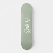 Modernes, grün Personalisiertes Monogramm und Name Skateboard (Vorne)
