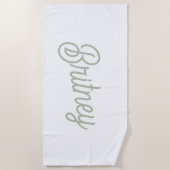 Modernes, grün Personalisiertes Monogramm und Name Strandtuch (Vorderseite)